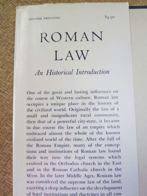 ROMAN LAW  An Historical Introduction  by Hans Julius Wolff