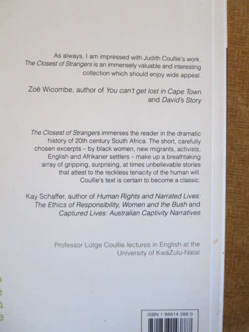 THE CLOSEST OF STRANGERS SA women`s life writing  by Judith Lutge Coullie
