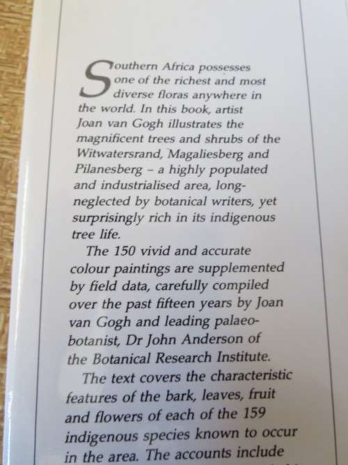 TREES & SHRUBS OF THE WITWATERSRAND, MAGALIES- & PILANSBERG by J van Gogh & J Anderson