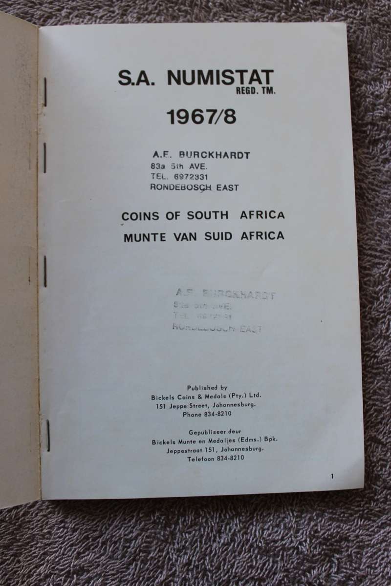 S.A. NUMISTAT 1967/8 Munte van Suid-Afrika / Coins of South Africa