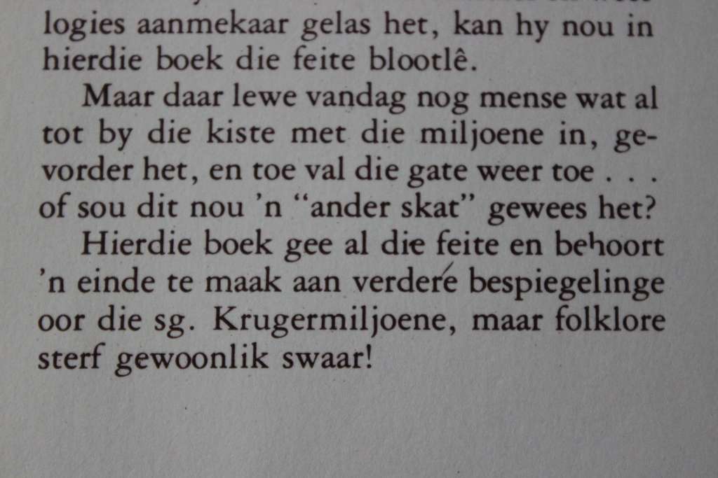 DIE KRUGERMILJOENE  deur D.W. Krüger