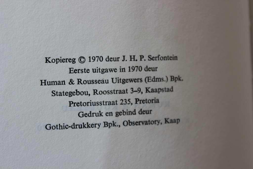 J.H.P. SERFONTEIN. DIE VERKRAMPTE AANSLAG.  (P)