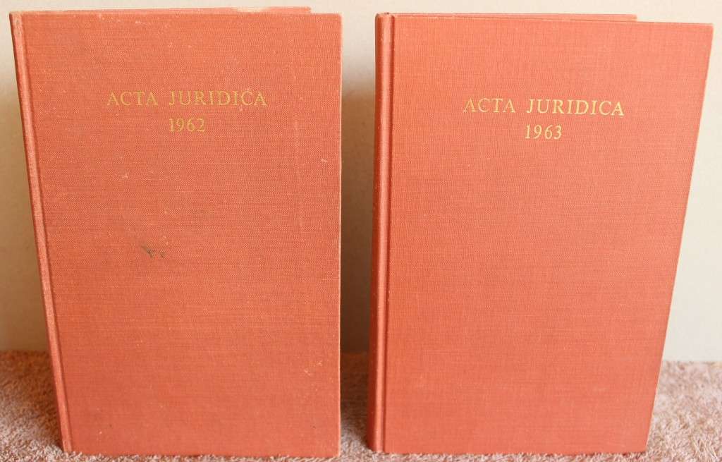 ACTA JURIDICA 1962 and 1963. (Law Journal of UCT Law Faculty)   (W)