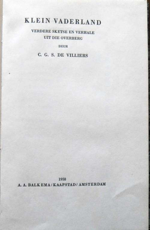 KLEIN VADERLAND deur C G S de Villiers