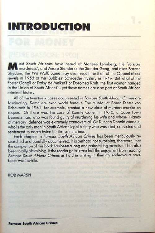 FAMOUS SOUTH AFRICAN CRIMES by Rob Marsh