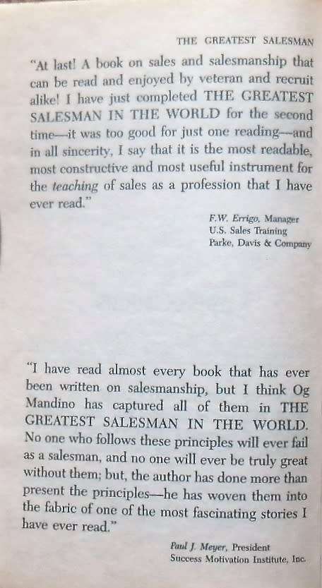 THE GREATEST SALESMAN IN THE WORLD by Og Mandino