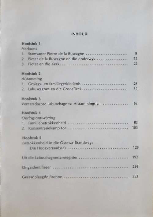 DIE LABUSCHAGNES Waarvandaan en waar het hulle meetsnoere geval deur F J Labuschagne (SIGNED)