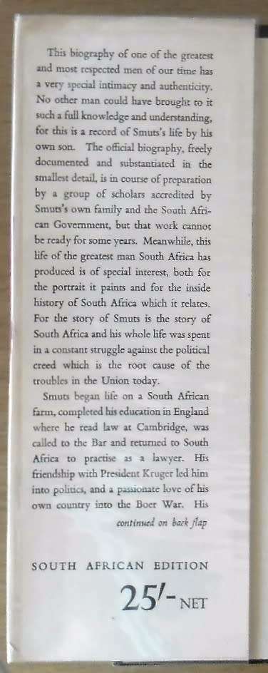 JAN CHRISTIAN SMUTS by J C Smuts (His Son)