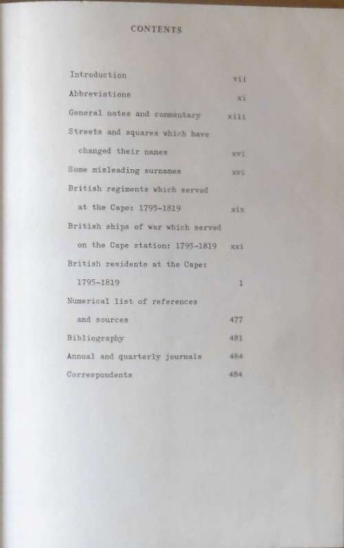 BRITISH RESIDENTS AT THE CAPE 1795-1819 by Peter Philip