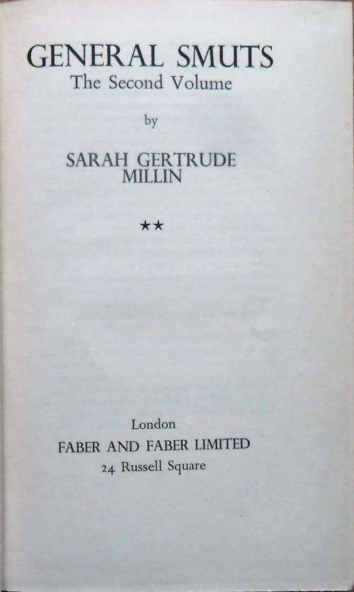 GENERAL SMUTS 1 & 2 by Sarah Gertrude Millin