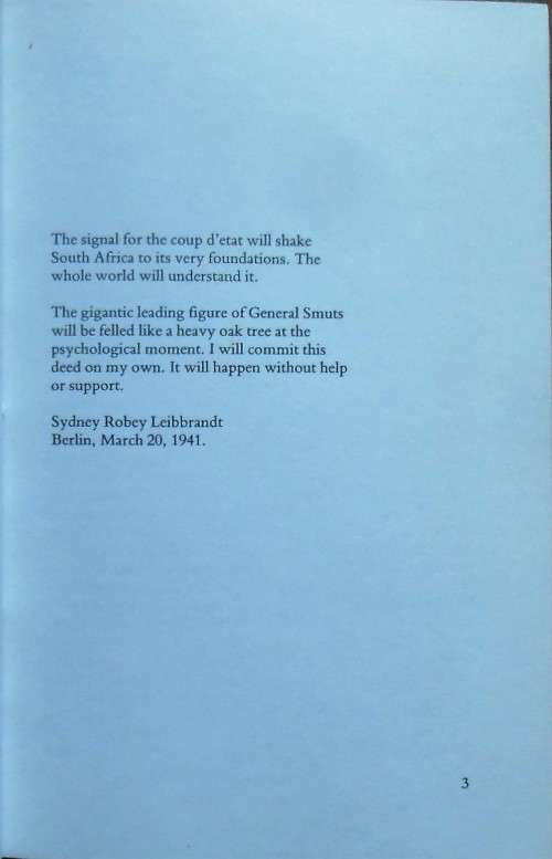 FOR VOLK AND FUHRER Robey Leibbrandt & Operation Weissdorn by Hans Strydom