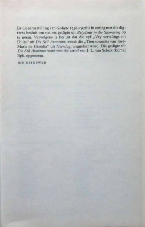 GEDIGTE 1936-1958 deur Elizabeth Eybers