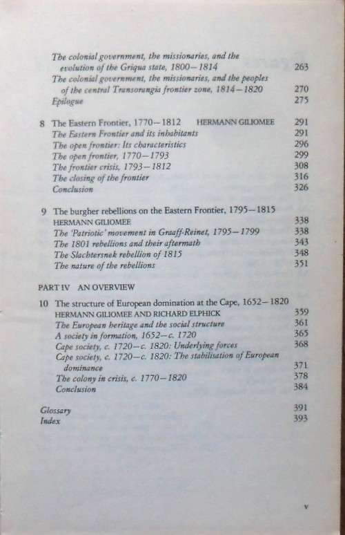 THE SHAPING OF SOUTH AFRICAN SOCIETY 1652-1820 by R Elphick & H Giliomee (Editors)