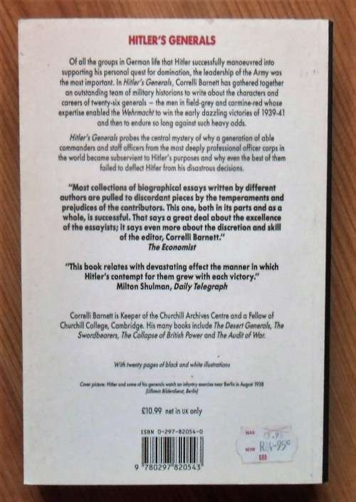 HITLERS GENERALS by Correlli Barnett (Editor)