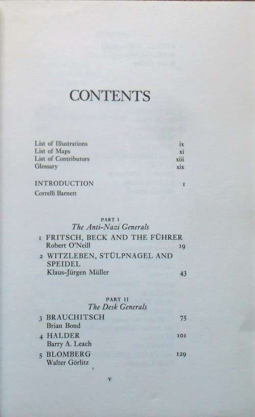 HITLERS GENERALS by Correlli Barnett (Editor)