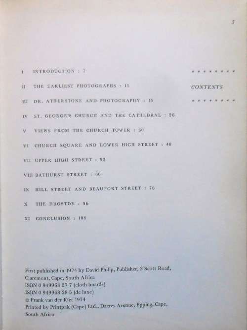 GRAHAMSTOWN IN EARLY PHOTOGRAPHS by Frank van der Riet