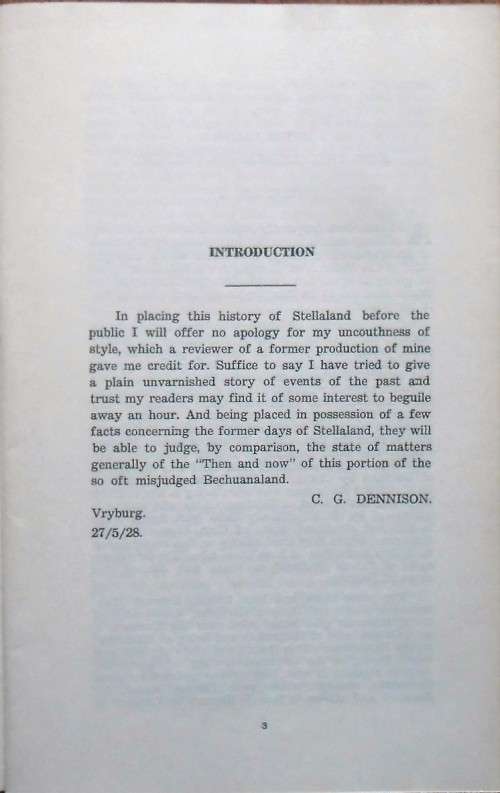 HISTORY OF STELLALAND by Major C G Dennison