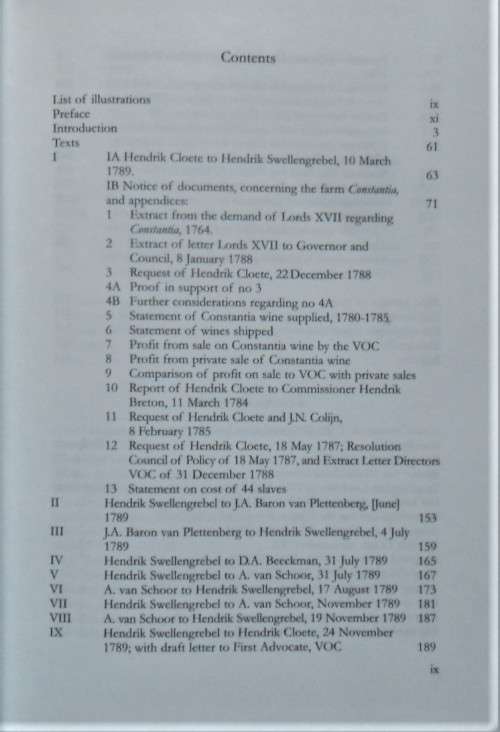 HENDRIK CLOETE, GROOT CONSTANTIA AND THE VOC 1778-1799 by/deur G J Schutte (Ed) VRS2 34