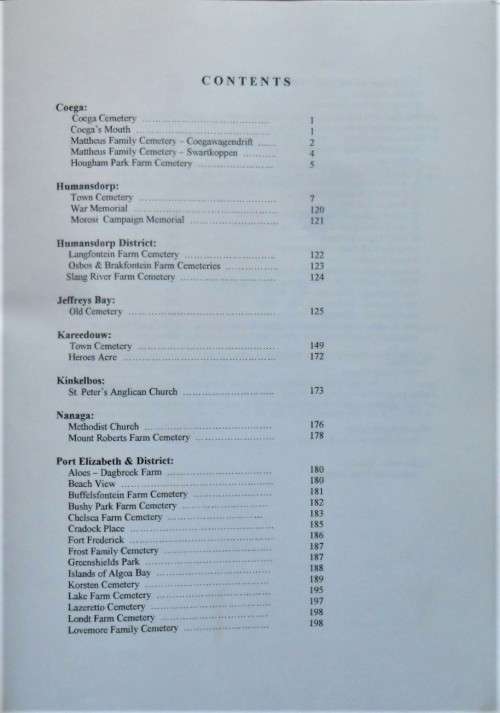 MONUMENTAL INSCRIPTIONS Coastal Cemeteries Nanaga to Kareedouw by Genealogical Society of South Afri