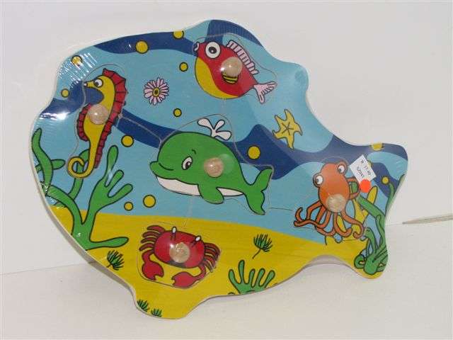Knob puzzle - wooden - sea life