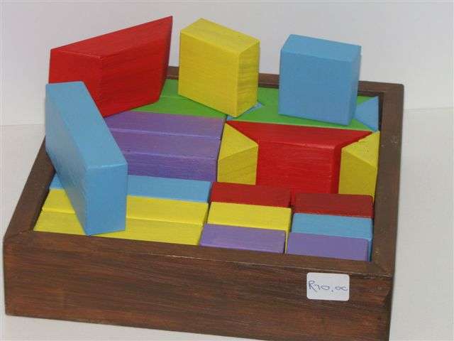 Wooden blocks in box