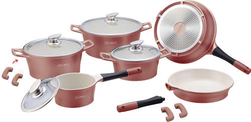 Royalty Line RL-ES1014C 14-Piece Ceramic Coating Cookware Set (ONLY COPPER AND BURGUNDY COLOR)
