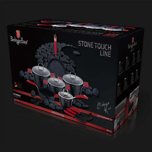 Berlinger Haus 15-piece Marble Coating Oven Safe Cookware Set, Black Stone Touch Line