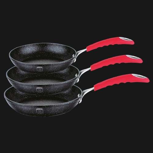 Berlinger Haus 3-Piece Stone Touch Marble Coating Oven Safe Fry Pan Set Black Stone Touch Line