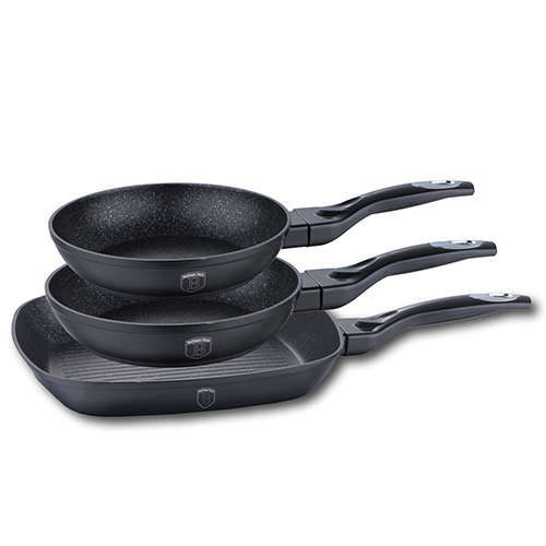 Berlinger Haus 3 pcs marble coating frypan set, AF, Color Changing Line