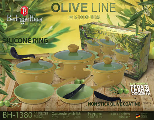 Berlinger Haus 11-Piece Olive Coating Cookware Set Green  Olive Line