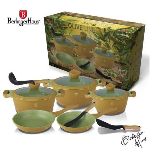 Berlinger Haus 11-Piece Olive Coating Cookware Set Green  Olive Line