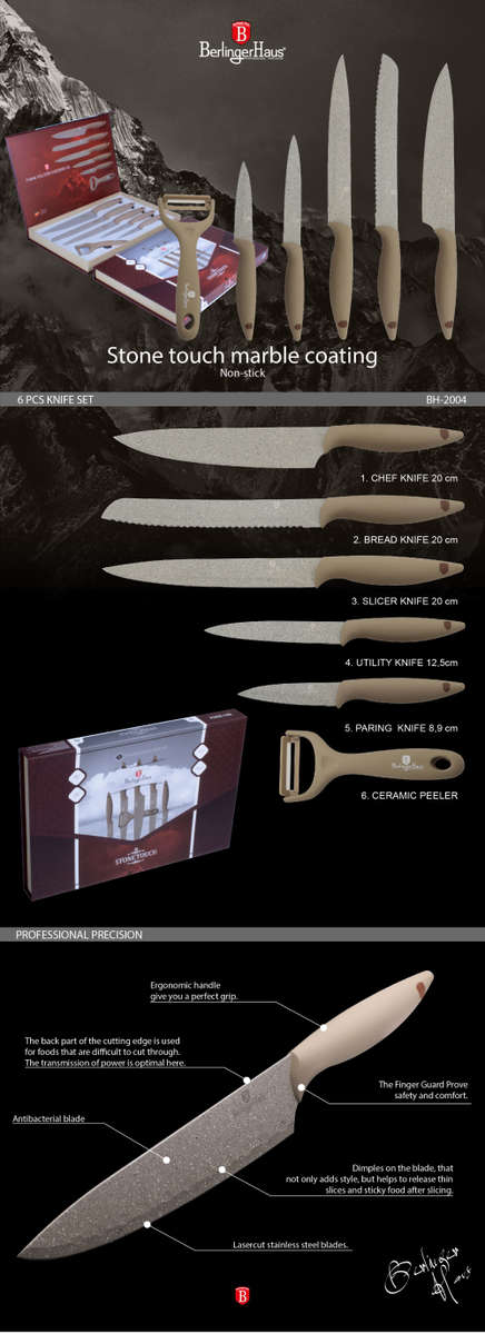 Berlinger Haus 6 pcs knife set, Stone Touch Line