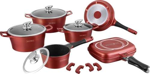 Royalty Line 15-Piece Marble Coating Cookware Set -  CREAM / BLACK