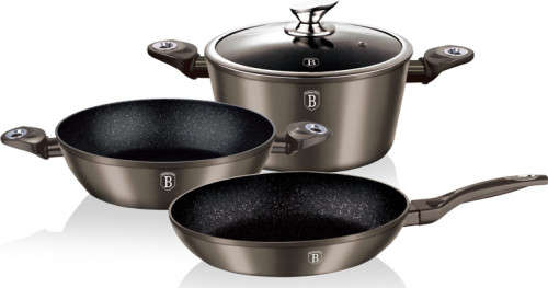 Berlinger Haus 4-Piece Marble Coating Induction Metallic Line Cookware Set ( Carbon )