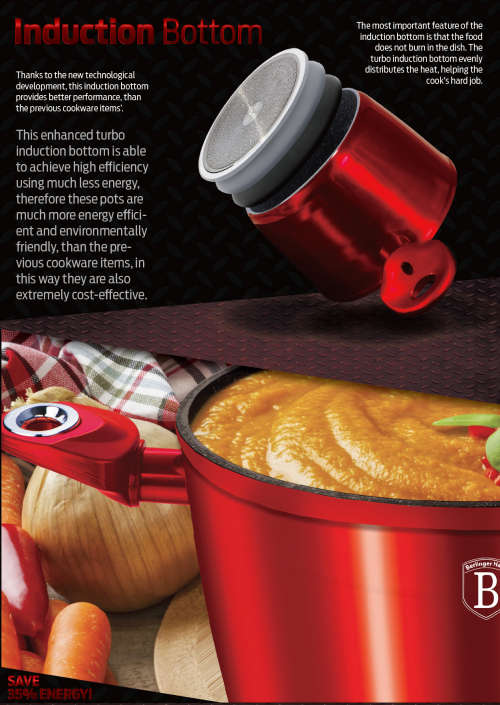 Berlinger Haus 4-Piece Marble Coating Induction Bottom Cookware Set  Burgundy Metallic Line