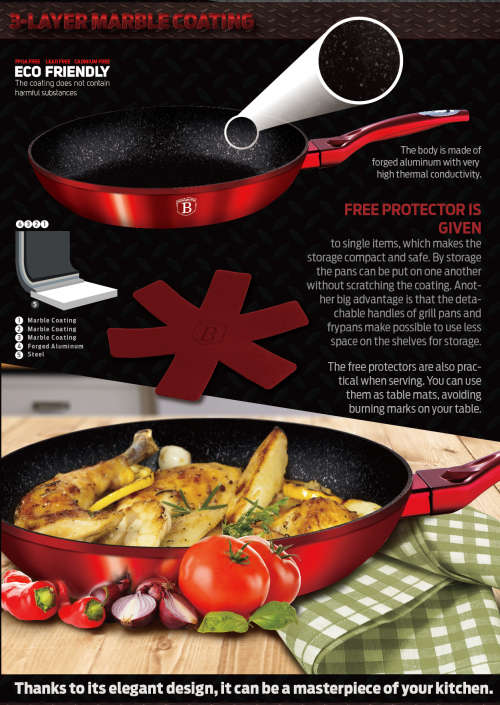 Berlinger Haus 4-Piece Marble Coating Induction Bottom Cookware Set  Burgundy Metallic Line