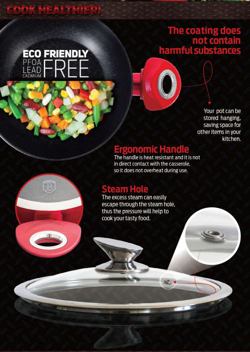 Berlinger Haus 4-Piece Marble Coating Induction Bottom Cookware Set  Burgundy Metallic Line