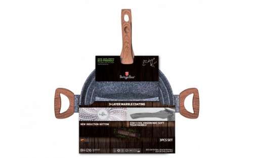 Berlinger Huas 3 pcs Marbele Coating frypan set, Forest Line