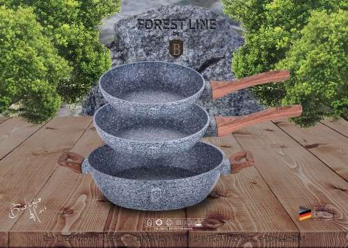 Berlinger Huas 3 pcs Marbele Coating frypan set, Forest Line