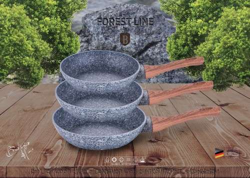 Berlinger Huas 3 pcs Marbele Coating frypan set, Forest Line