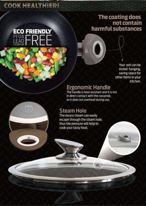 Berlinger Haus 9-Piece Matellic Line Marble Coated Turbo Induction Cookware Set - Carbon