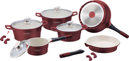 Royalty Line RL-ES1014C 14-Piece Marble Coating Cookware Set  Burgundy / Black / Purple / Pink