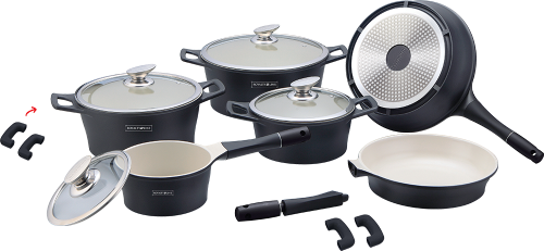 Royalty Line RL-ES1014C 14-Piece Marble Coating Cookware Set  Burgundy / Black / Purple / Pink