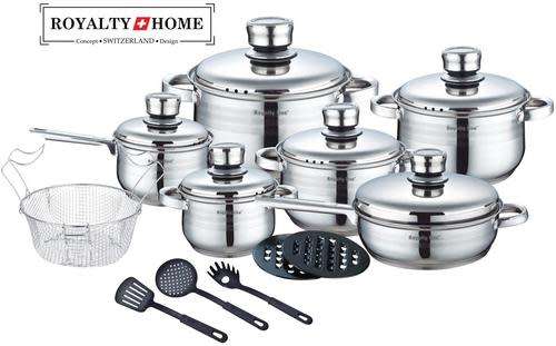 (18 pcs finest grade material) Stainless Steel Cookware Royalty Line ( Switzerland ) Steel LID