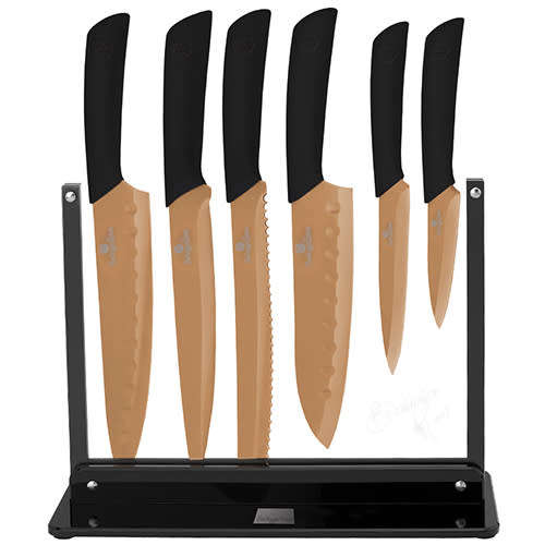 Berlinger Haus 7 pcs titanium knife set with stand, Rose Gold