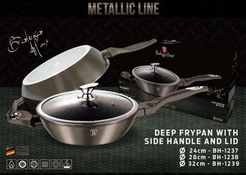 BH-1237 Deep frypan with lid 24 cm, Carbon Metallic Line