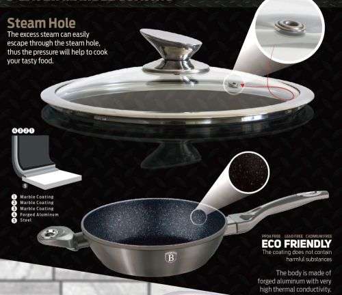 BH-1237 Deep frypan with lid 24 cm, Carbon Metallic Line