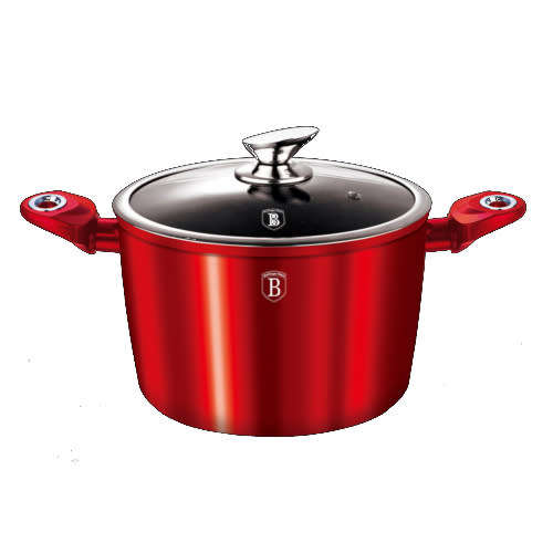 BH-1268 Stock pot with lid 20 cm, Burgundy Metallic Line