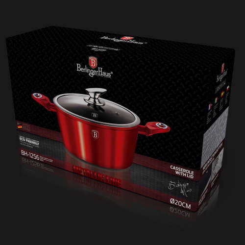 BH-1256 Casserole with lid 20 cm, Burgundy Metallic Line