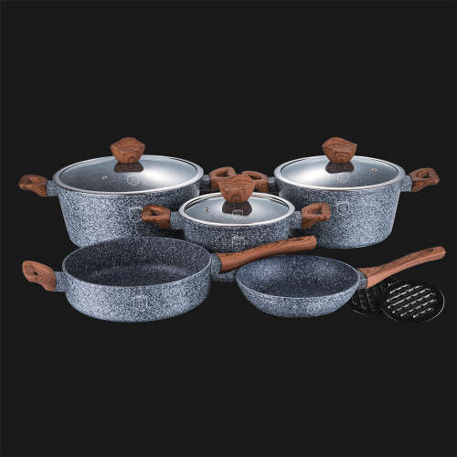 Berlinger Haus BH-1211 Marble Coating 10-Piece Induction Ready Cookware Set , Forest Line
